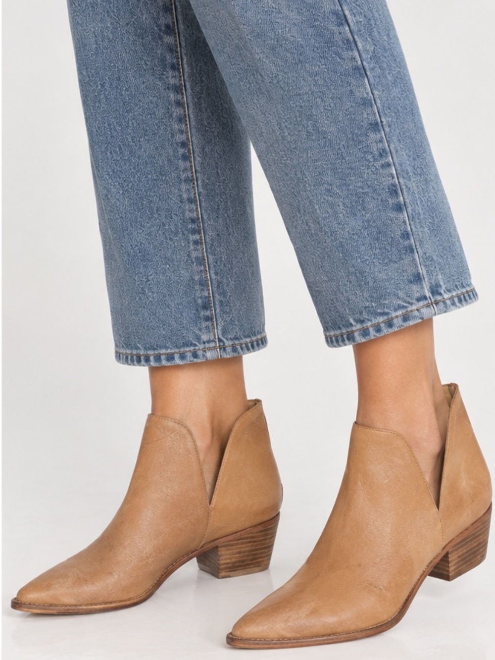 Free People double V leather ankle booties NEW
